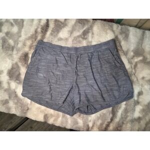 Pact Womens Blue Heathered Organic Cotton Elastic Waist Casual Shorts Size L